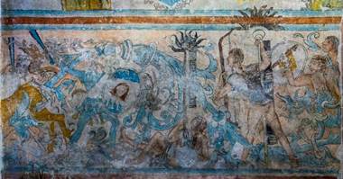 Detalle del muro de la epístola en la zona del coro bajo de la iglesia de Ixmiquilpan, Hidalgo, México.