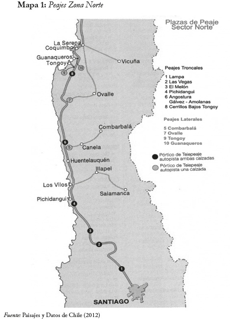 Mapa 1: Peajes Zona Norte