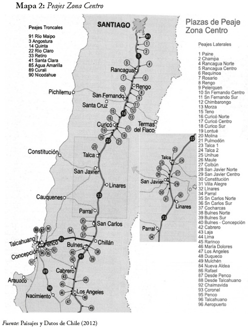 Mapa 2: Peajes Zona Centro