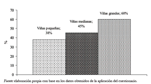 Gráfico 1. Utilización de programas o instrumentos públicos de
fomento de acuerdo con el tamaño de las viñas