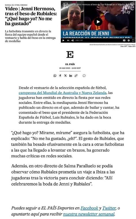 Información ofrecida por El País en la página web oficial.