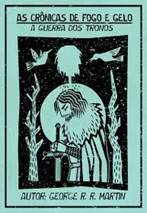 Imagens de capas da série «As Crônicas de Fogo e Gelo», em xilogravura