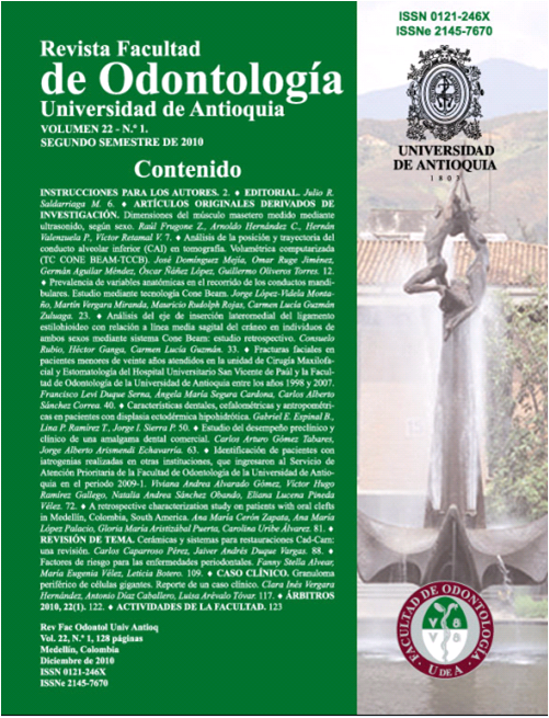 					View Vol. 22 No. 1 (2010): Revista Facultad de Odontología Universidad de Antioquia
				